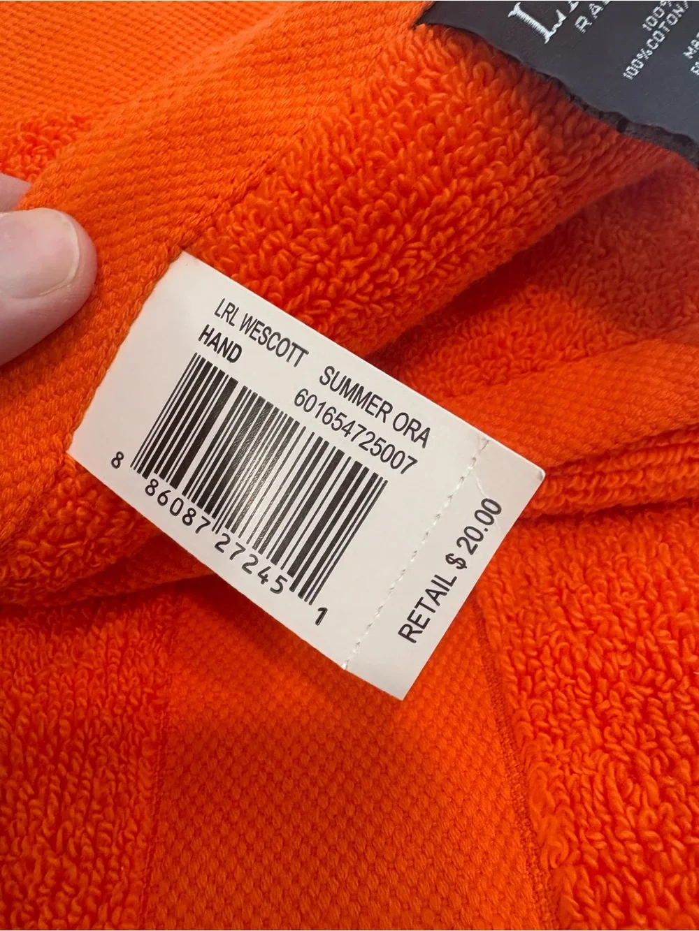 NWT Set of 2 Lauren Hand Towels in Summer Orange